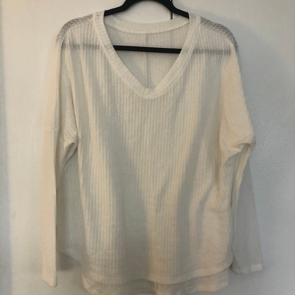 Long Sleeve Waffle-knit Top